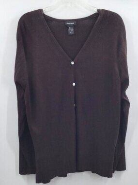 Vintage Sz. 22/24 Cardigan Chocolate Brown Avenue Knit Mother of Pearl Buttons